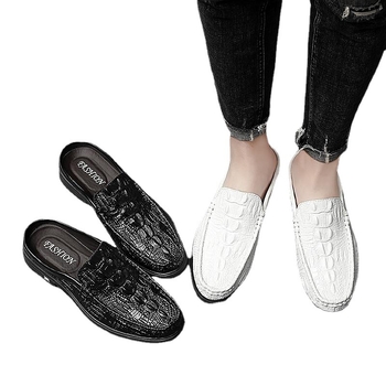 Muške kožne slip-on tenisice, dvostruki gornji dio od kravljje kože, gumeni potplat, ležerni stil