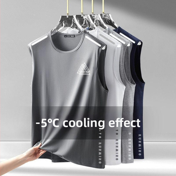 Ανδρικό γιλέκο χωρίς μανίκια από πολυεστέρα, στρογγυλός γιακάς, διαπνέουσα διχτυωτή ύφανση, γρήγορο στέγνωμα