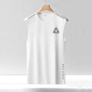 Ανδρικό γιλέκο χωρίς μανίκια από πολυεστέρα, στρογγυλός γιακάς, διαπνέουσα διχτυωτή ύφανση, γρήγορο στέγνωμα