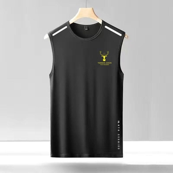 Ανδρικό γιλέκο χωρίς μανίκια από πολυεστέρα, στρογγυλός γιακάς, διαπνέουσα διχτυωτή ύφανση, γρήγορο στέγνωμα