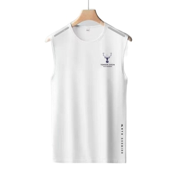 Ανδρικό γιλέκο χωρίς μανίκια από πολυεστέρα, στρογγυλός γιακάς, διαπνέουσα διχτυωτή ύφανση, γρήγορο στέγνωμα