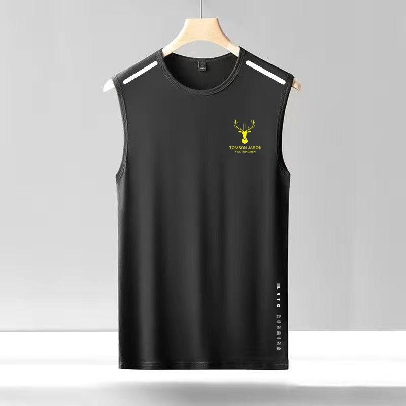 Ανδρικό γιλέκο χωρίς μανίκια από πολυεστέρα, στρογγυλός γιακάς, διαπνέουσα διχτυωτή ύφανση, γρήγορο στέγνωμα