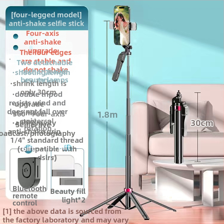 Selfie τρίποδο για smartphone με τετράποδη βάση, περιστροφή 360°, Bluetooth ασύρματο τηλεχειριστήριο