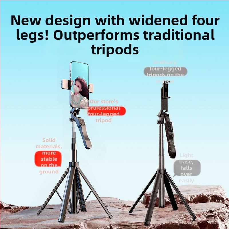 Selfie τρίποδο για smartphone με τετράποδη βάση, περιστροφή 360°, Bluetooth ασύρματο τηλεχειριστήριο