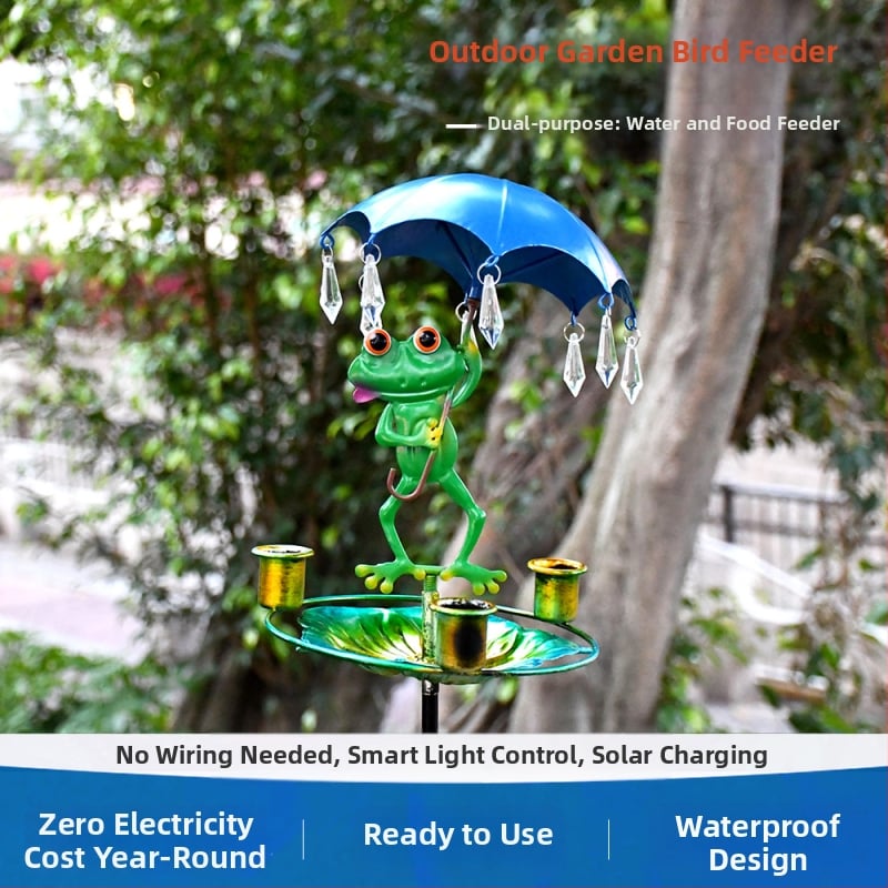 Μπάνιο πουλιών και τροφοδότης από ανοξείδωτο ατσάλι, εξωτερική χρήση, εγκατάσταση στο έδαφος και αυτόματη τροφοδοσία