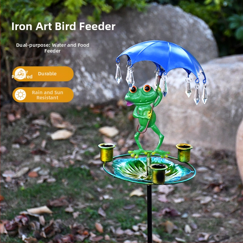 Μπάνιο πουλιών και τροφοδότης από ανοξείδωτο ατσάλι, εξωτερική χρήση, εγκατάσταση στο έδαφος και αυτόματη τροφοδοσία