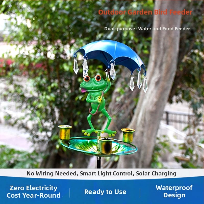 Μπάνιο πουλιών και τροφοδότης από ανοξείδωτο ατσάλι, εξωτερική χρήση, εγκατάσταση στο έδαφος και αυτόματη τροφοδοσία