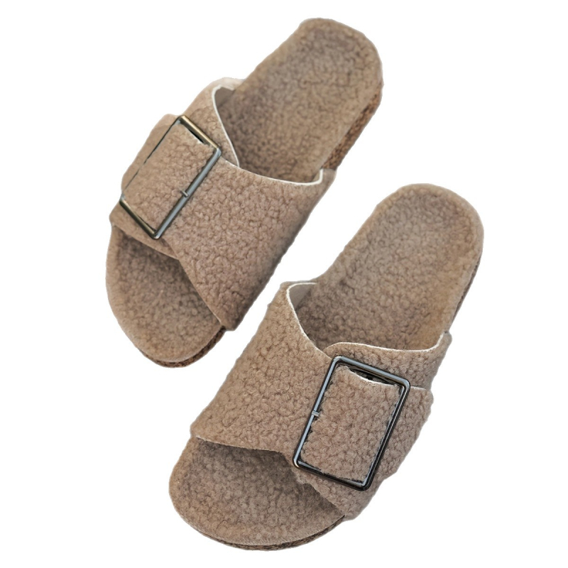 Muške zimske papuče od pamuka s flis unutrašnjost, korka uložak, gornji dio od mješavine materijala, ležerni stil