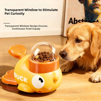 Matarielle plastični automatski hranilac za kućne ljubimce – igračka za doziranje hrane u obliku žute patkice, 50 komada u kutiji