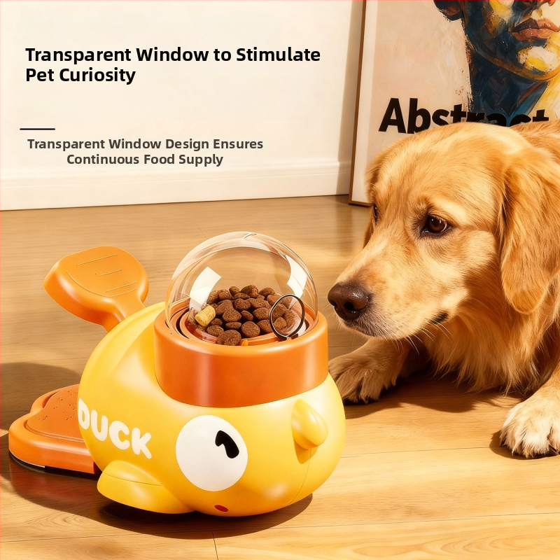 Matarielle plastični automatski hranilac za kućne ljubimce – igračka za doziranje hrane u obliku žute patkice, 50 komada u kutiji