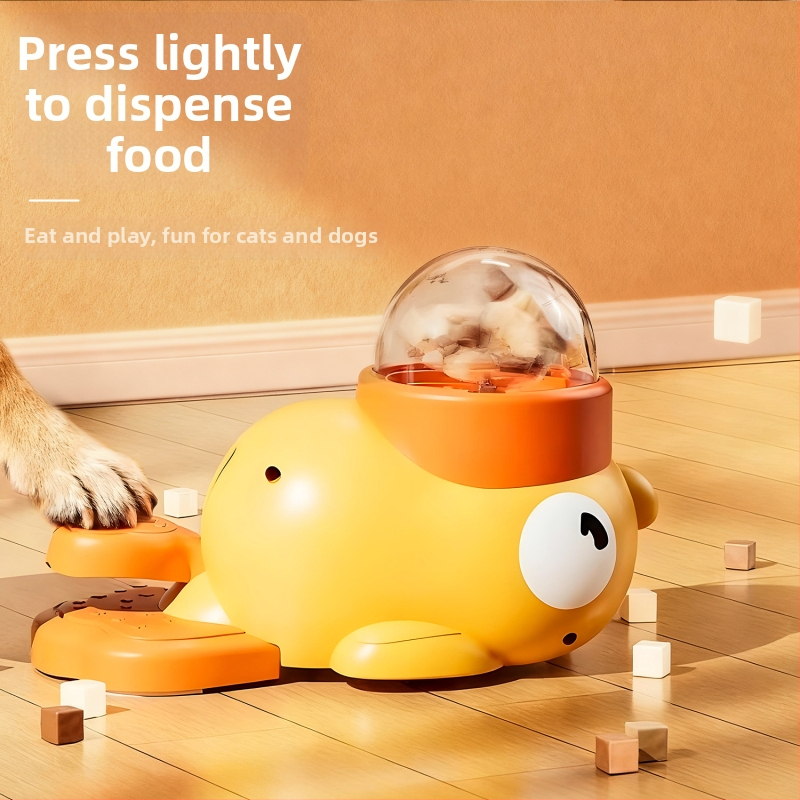 Matarielle plastični automatski hranilac za kućne ljubimce – igračka za doziranje hrane u obliku žute patkice, 50 komada u kutiji