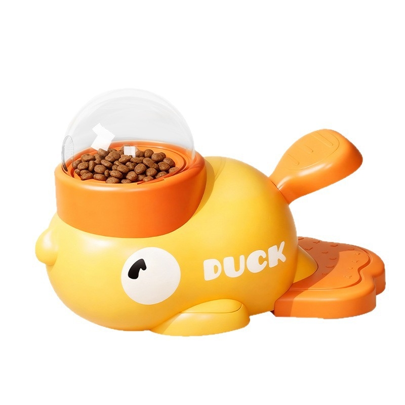 Matarielle plastični automatski hranilac za kućne ljubimce – igračka za doziranje hrane u obliku žute patkice, 50 komada u kutiji