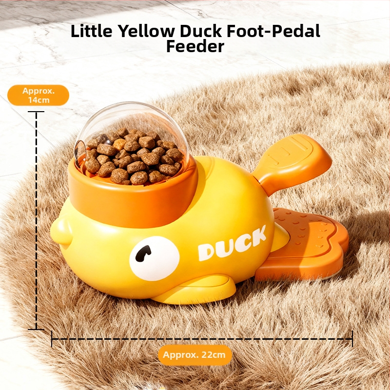 Matarielle plastični automatski hranilac za kućne ljubimce – igračka za doziranje hrane u obliku žute patkice, 50 komada u kutiji