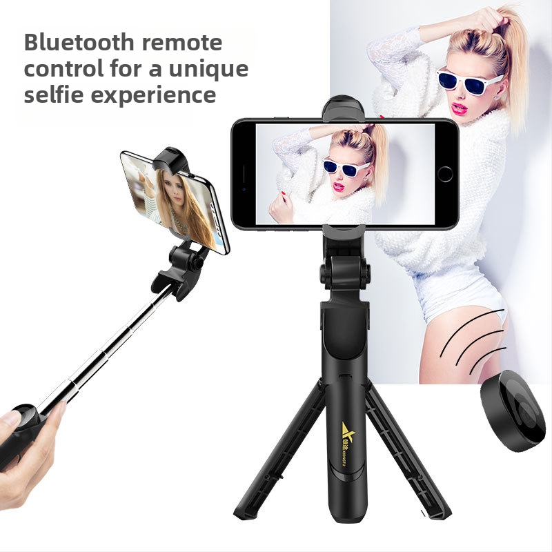 XT09 Selfie tyč s trojnožným statívom pre mobilné telefóny, nerezová oceľ, Bluetooth, diaľkové ovládanie, univerzálna kompatibilita, horizontálne aj vertikálne nastavenie