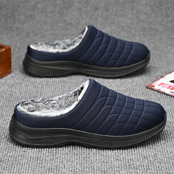 Muške papuče s krznom od kunića, lagane, slip-on, potplat od poliuretana