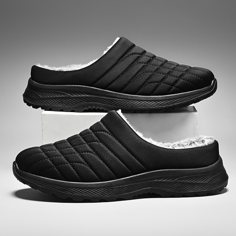Muške papuče s krznom od kunića, lagane, slip-on, potplat od poliuretana