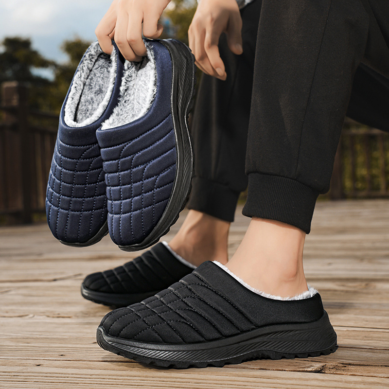 Muške papuče s krznom od kunića, lagane, slip-on, potplat od poliuretana