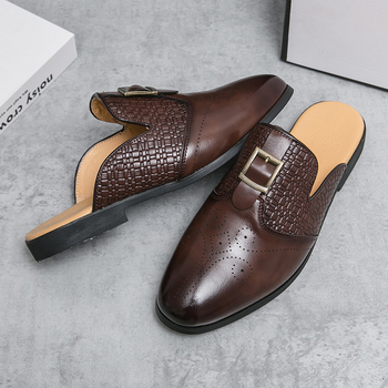 Muške slip-on cipele bez pete, brogue stila s zatvorenim prstom, gumeni đon, britanski stil, ljeto 2025