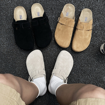 Muške cork papuče s gornjim dijelom od Ox Velvet, EVA đon, tehnologija đona od viskoze, Frosted Leather završna obrada, zatvaranje: 1 remen