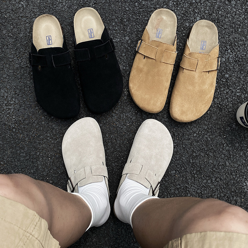 Muške cork papuče s gornjim dijelom od Ox Velvet, EVA đon, tehnologija đona od viskoze, Frosted Leather završna obrada, zatvaranje: 1 remen