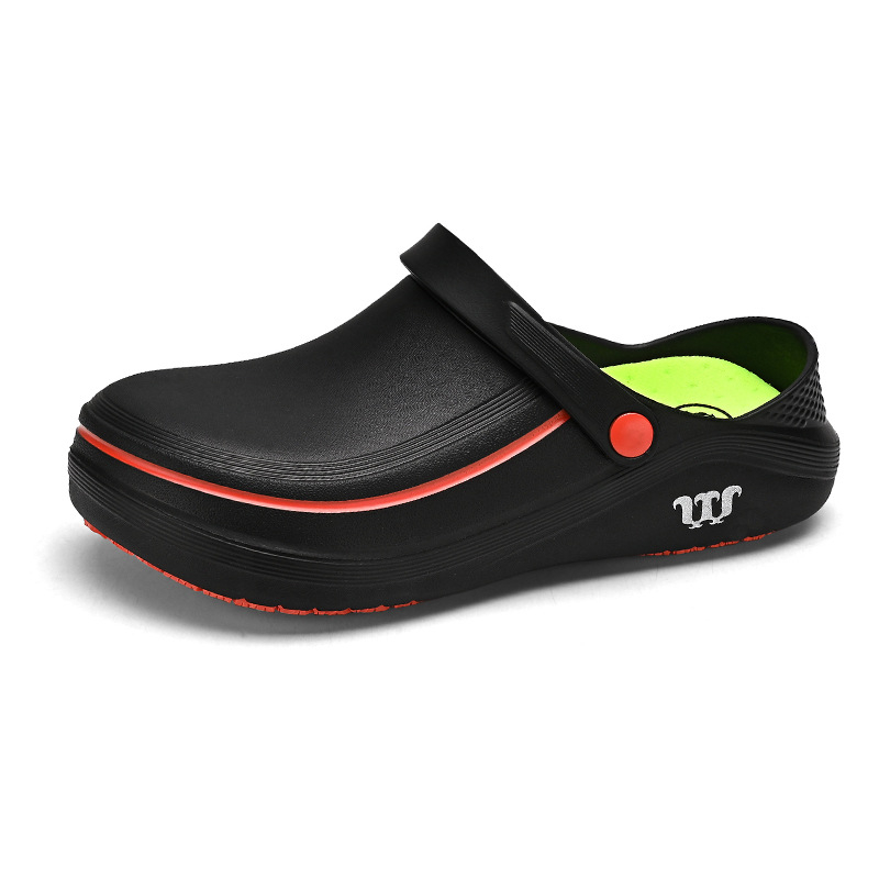 Pantofi de bucătărie anti-derapare, impermeabili, partea superioară EVA, talpă TPR, închidere cu cataramă, vârf rotund, toc mic