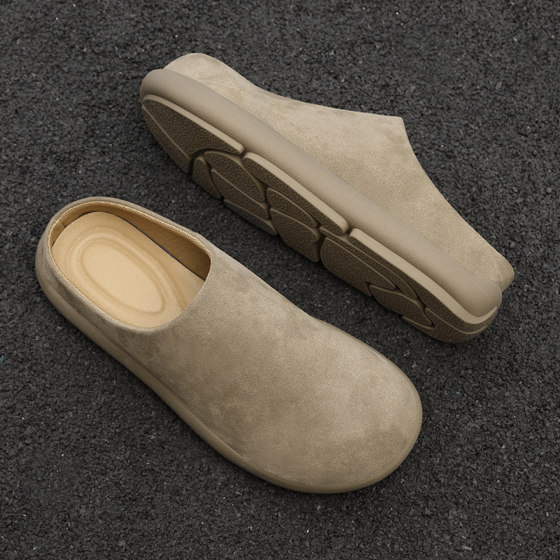 Muške slip-on mule s gornjim dijelom od nubuk kože krave i gumom na đoni, proljeće 2025