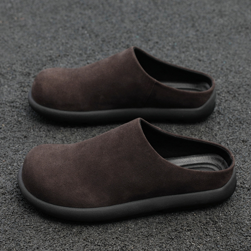 Muške slip-on mule s gornjim dijelom od nubuk kože krave i gumom na đoni, proljeće 2025