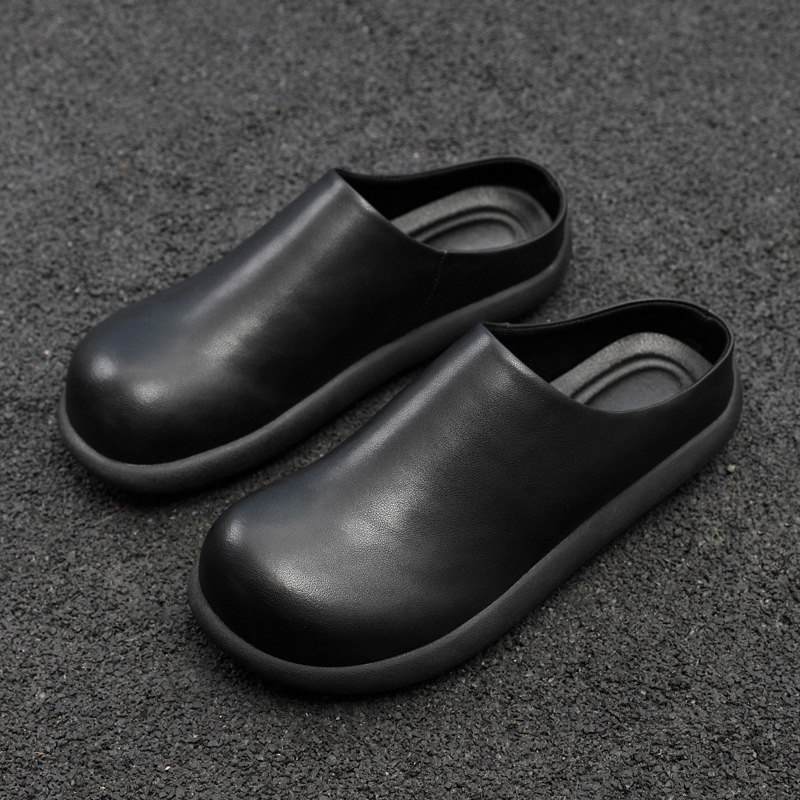 Muške slip-on mule s gornjim dijelom od nubuk kože krave i gumom na đoni, proljeće 2025