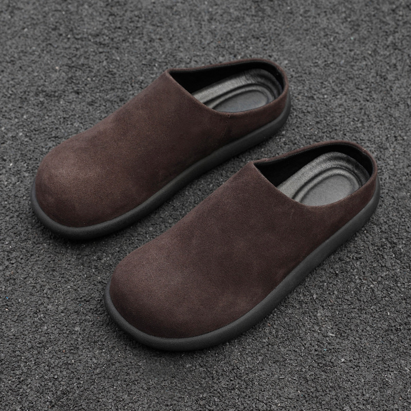 Muške slip-on mule s gornjim dijelom od nubuk kože krave i gumom na đoni, proljeće 2025