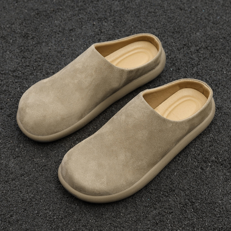 Muške slip-on mule s gornjim dijelom od nubuk kože krave i gumom na đoni, proljeće 2025