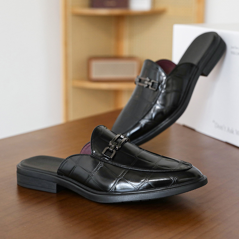 Muške slip-on sandale bez pete, gornji dio od mikrovlakana, gumena potplat (proljeće 2025)