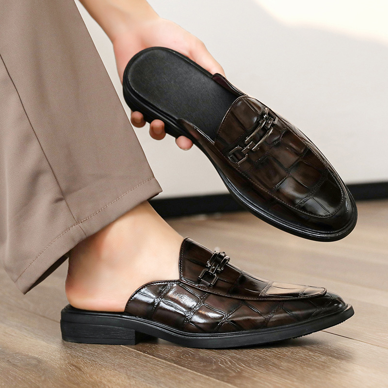 Muške slip-on sandale bez pete, gornji dio od mikrovlakana, gumena potplat (proljeće 2025)