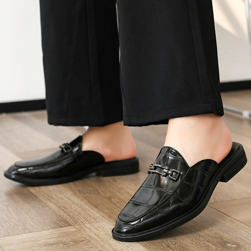 Muške slip-on sandale bez pete, gornji dio od mikrovlakana, gumena potplat (proljeće 2025)