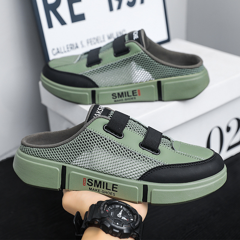 Muške Slip-On tenisice, Korejskog stila, Mrežasti gornji dio, Gumena đona, Injekcijsko oblikovanje