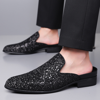 Muške casual loaferice s perlicama i šljokicama, gornja strana od PU-a, gumeni potplat, slip-on dizajn