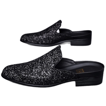 Muške casual loaferice s perlicama i šljokicama, gornja strana od PU-a, gumeni potplat, slip-on dizajn