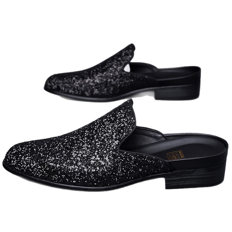 Muške casual loaferice s perlicama i šljokicama, gornja strana od PU-a, gumeni potplat, slip-on dizajn