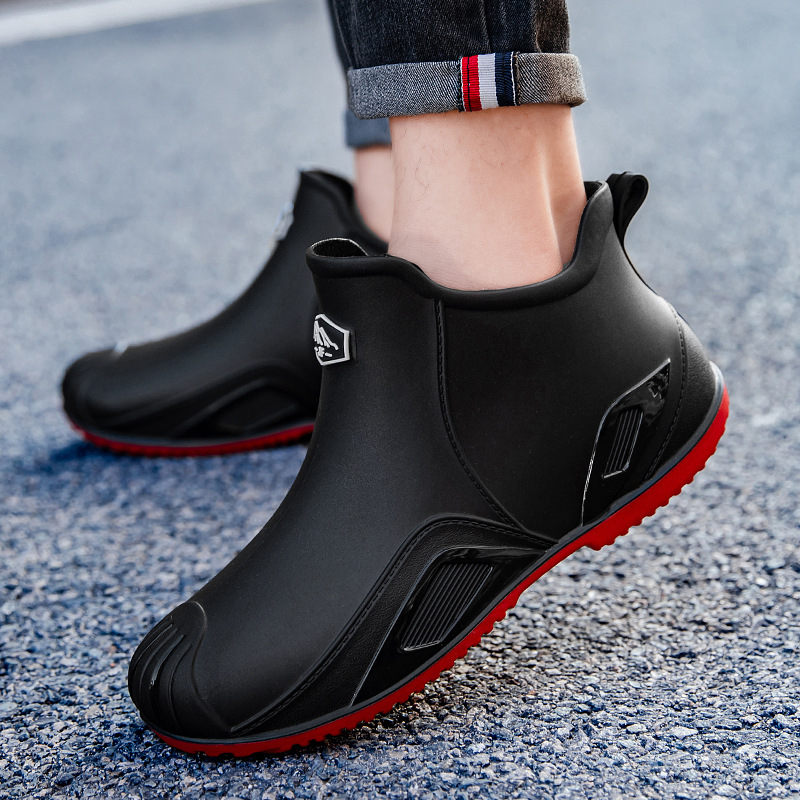 Muške kišne cipele - niski porast, PVC gornji dio, plastični potplat, Slip-On, protuklizne i otporne na habanje