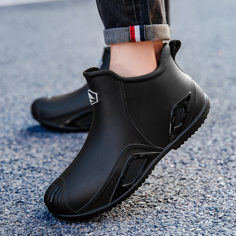 Muške kišne cipele - niski porast, PVC gornji dio, plastični potplat, Slip-On, protuklizne i otporne na habanje