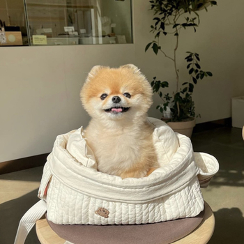 Torba za kućne ljubimce preko ramena, velika kapaciteta, prozračna tkanina pamuk i lan, karikatura uzorak