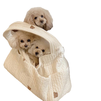 Torba za kućne ljubimce preko ramena, velika kapaciteta, prozračna tkanina pamuk i lan, karikatura uzorak