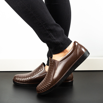 Pantofi de apă din PVC, Cizme de ploaie scurte, Impermeabile, Antiderapante și rezistente la uzură, Turnare monobloc, Model în carouri