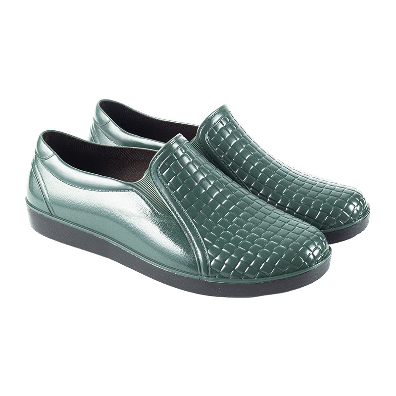 Pantofi de apă din PVC, Cizme de ploaie scurte, Impermeabile, Antiderapante și rezistente la uzură, Turnare monobloc, Model în carouri