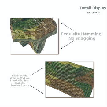 Taktikai kamuflázs arab háló kendő, kevert anyagú, nyomtatott logóval, testre szabható, uniszex, kültéri sportokra