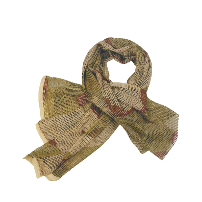Taktikai kamuflázs arab háló kendő, kevert anyagú, nyomtatott logóval, testre szabható, uniszex, kültéri sportokra