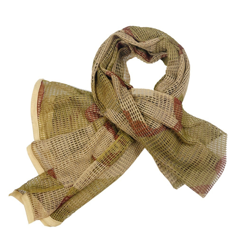 Taktikai kamuflázs arab háló kendő, kevert anyagú, nyomtatott logóval, testre szabható, uniszex, kültéri sportokra