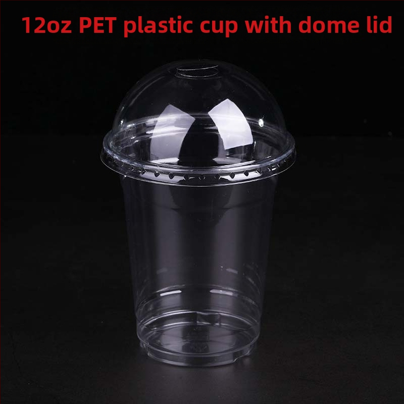 Jednokratna PET čaša, prilagodljiva fleksografskim tiskom, s poklopcem, mogućnost logotipa, za žele, jogurt, čaj s mlijekom i hladna pića