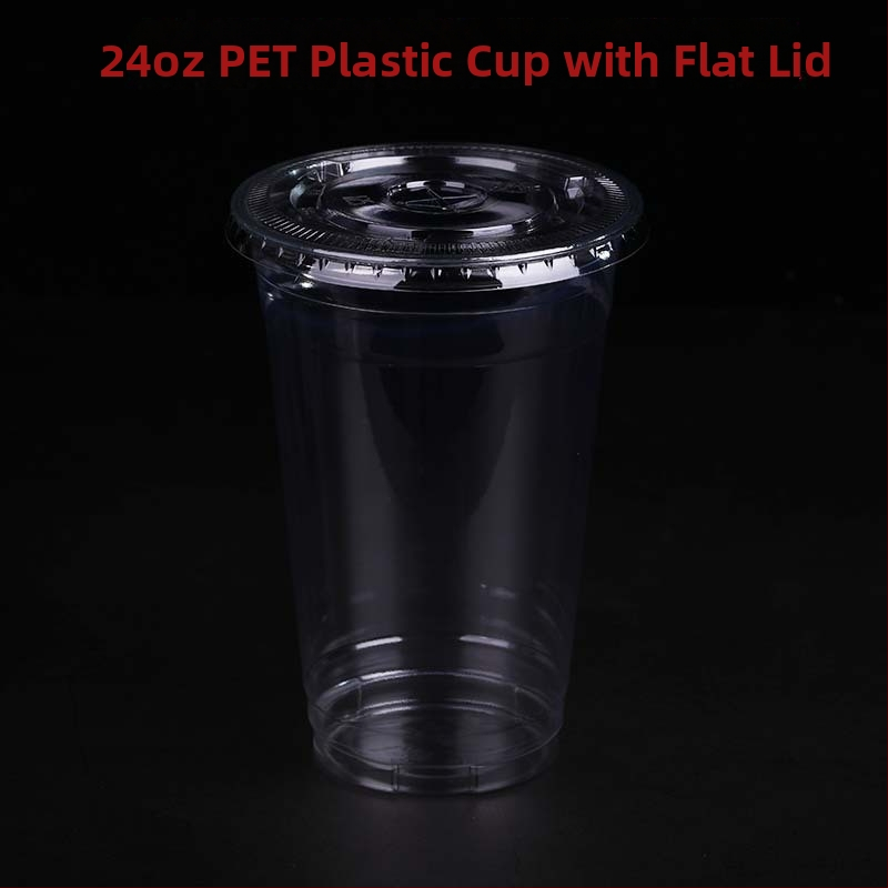 Jednokratna PET čaša, prilagodljiva fleksografskim tiskom, s poklopcem, mogućnost logotipa, za žele, jogurt, čaj s mlijekom i hladna pića