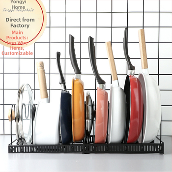 Yongyi Višestruki prilagodljivi kuhinjski držač za posude s držačem za dasku za rezanje i poklop, prijenosni željezni pravokutni rega za pohranu, bez ugradnje