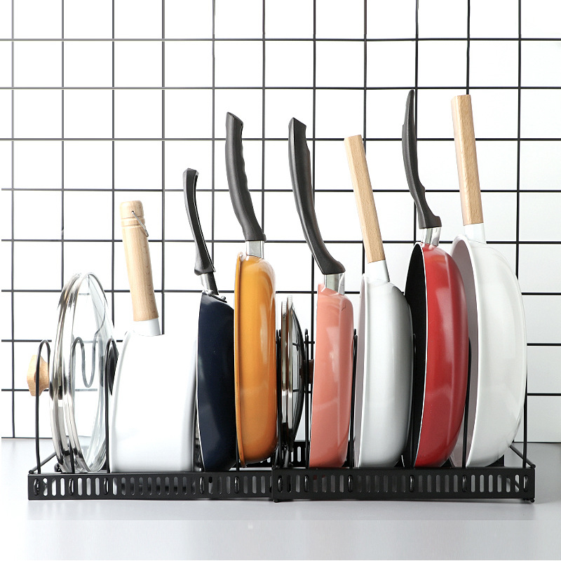 Yongyi Višestruki prilagodljivi kuhinjski držač za posude s držačem za dasku za rezanje i poklop, prijenosni željezni pravokutni rega za pohranu, bez ugradnje